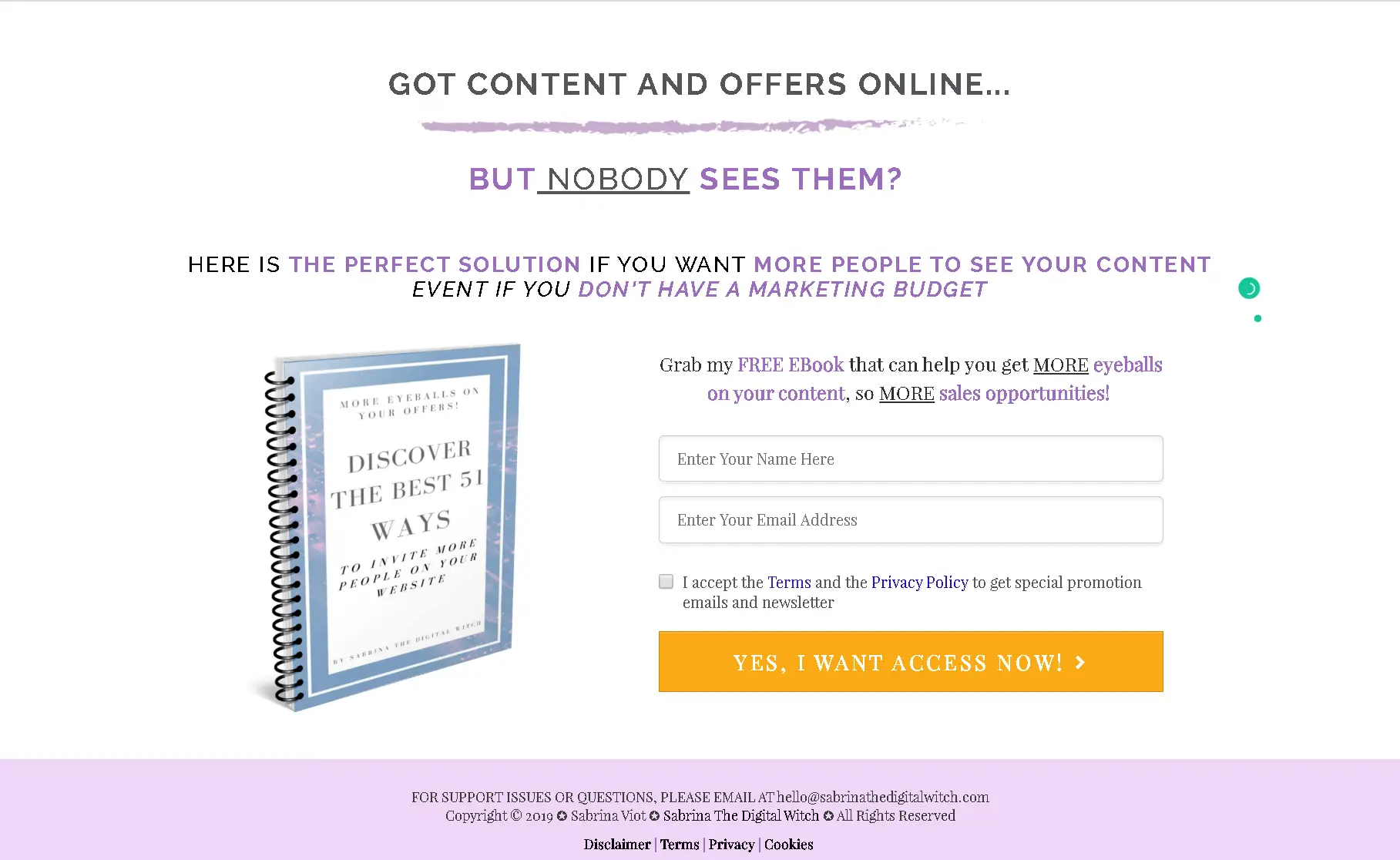 Lead generation page for a service business