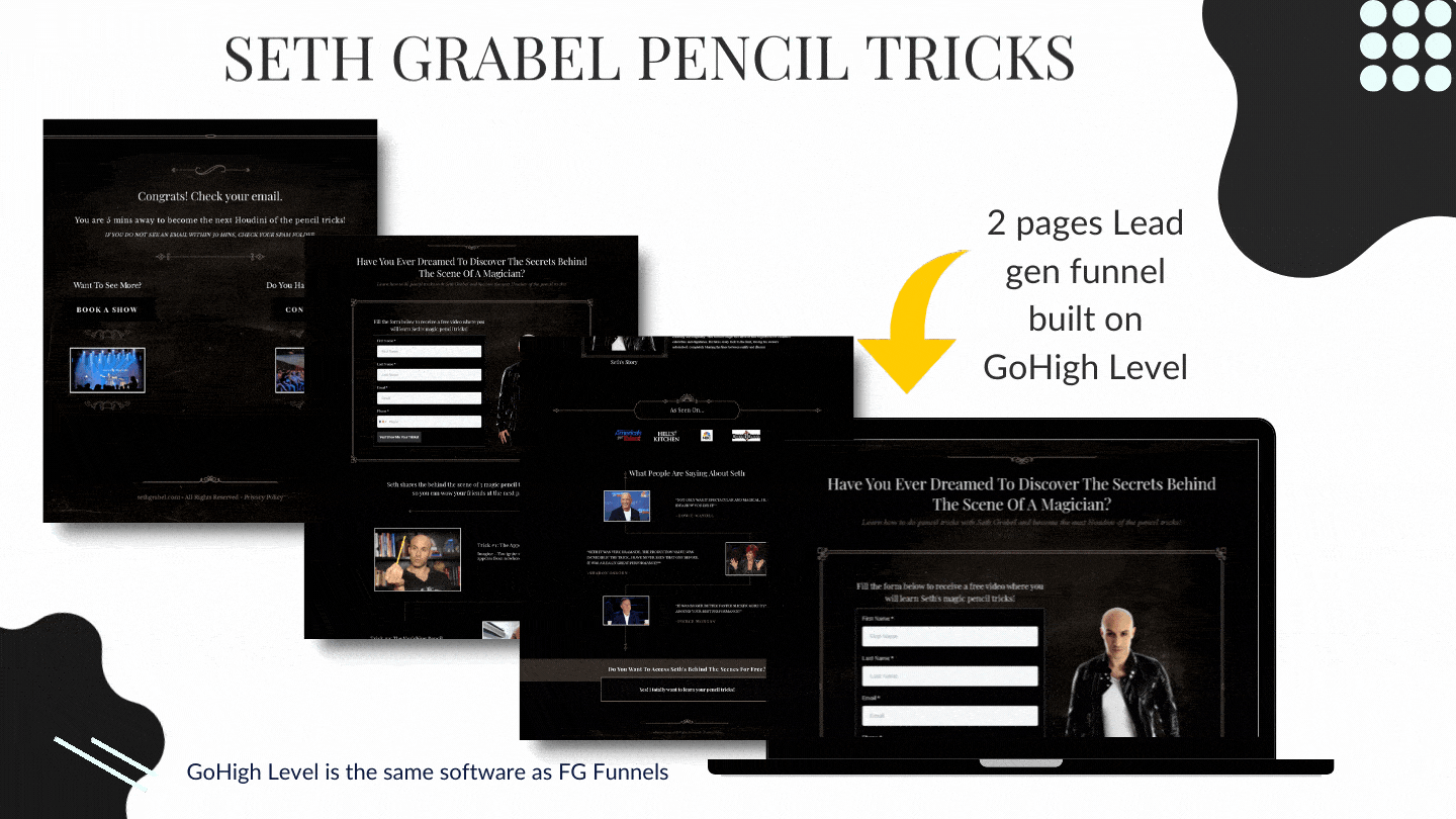 Lead generation funnel for a magician business